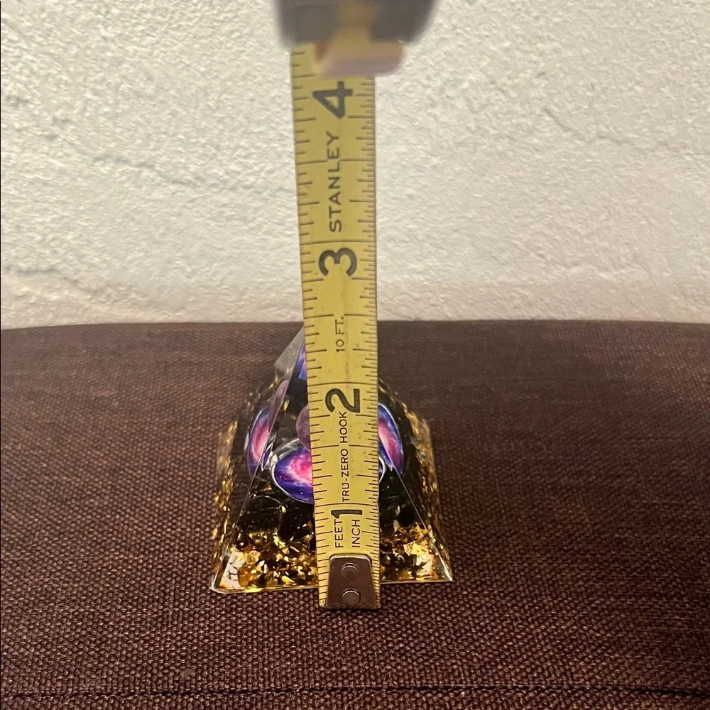 #1100**Orgone Pyramid with Cosmic Design and Gold Accents - Picture 8 of 14
